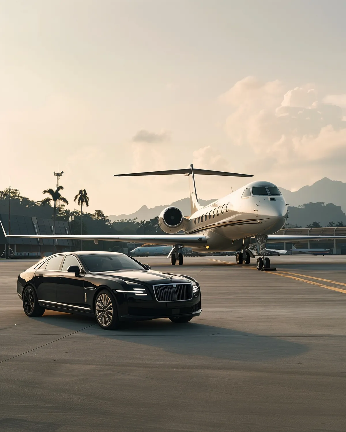 Private business jet luxury sedan tarmac transfer Thailand VIP transport service